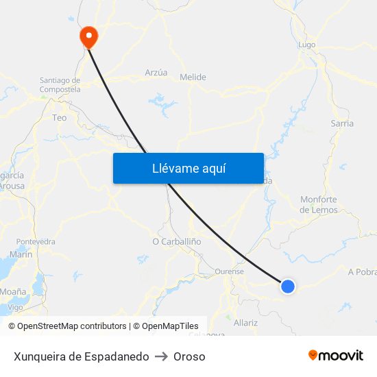 Xunqueira de Espadanedo to Oroso map