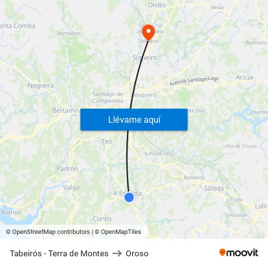 Tabeirós - Terra de Montes to Oroso map
