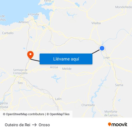Outeiro de Rei to Oroso map