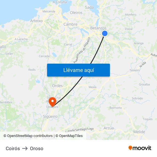 Coirós to Oroso map