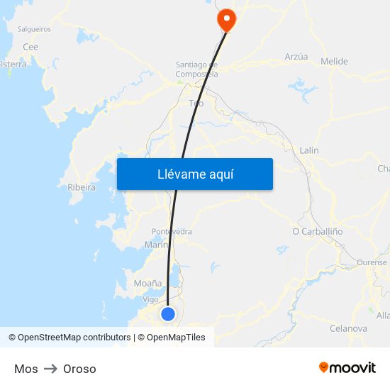 Mos to Oroso map