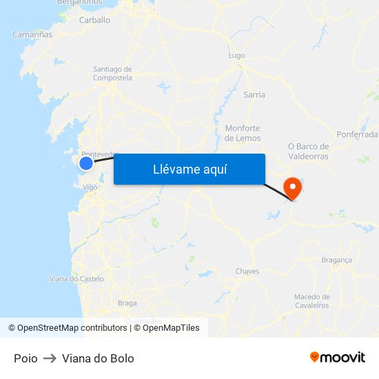 Poio to Viana do Bolo map