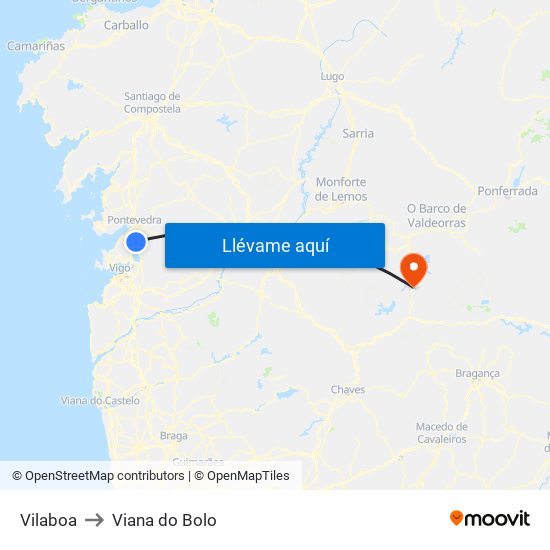 Vilaboa to Viana do Bolo map