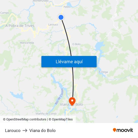 Larouco to Viana do Bolo map