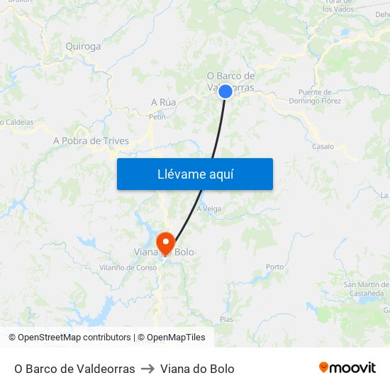 O Barco de Valdeorras to Viana do Bolo map