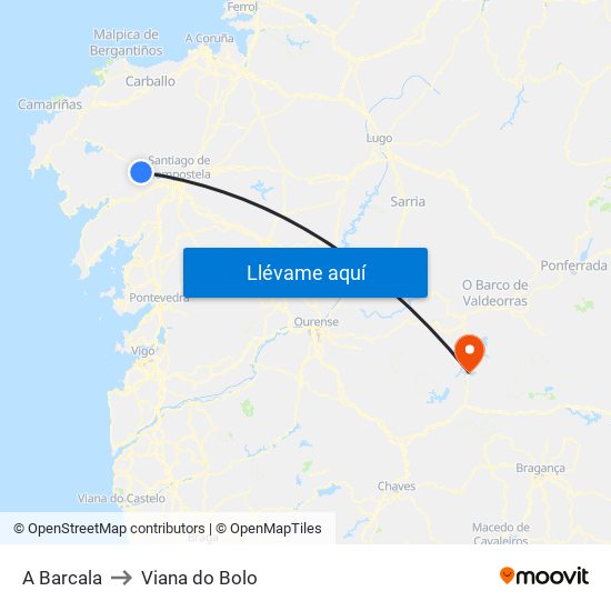 A Barcala to Viana do Bolo map