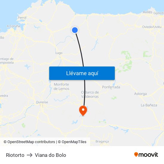 Riotorto to Viana do Bolo map