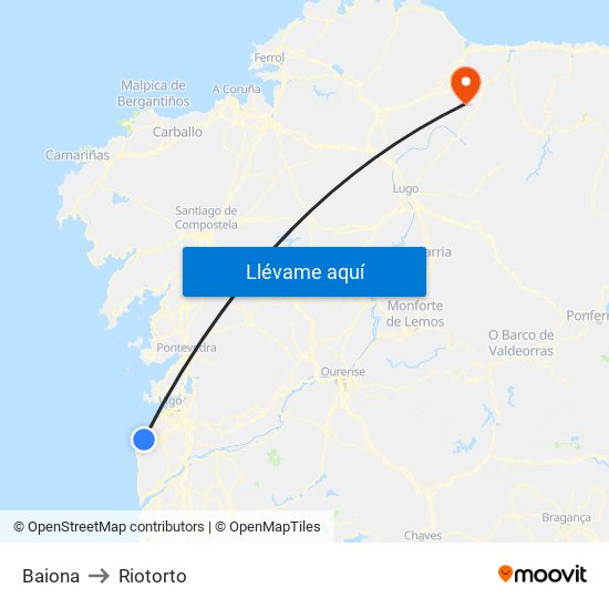 Baiona to Riotorto map