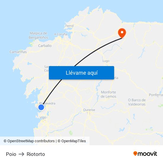 Poio to Riotorto map