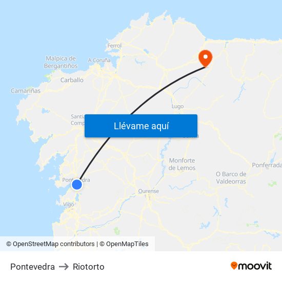 Pontevedra to Riotorto map