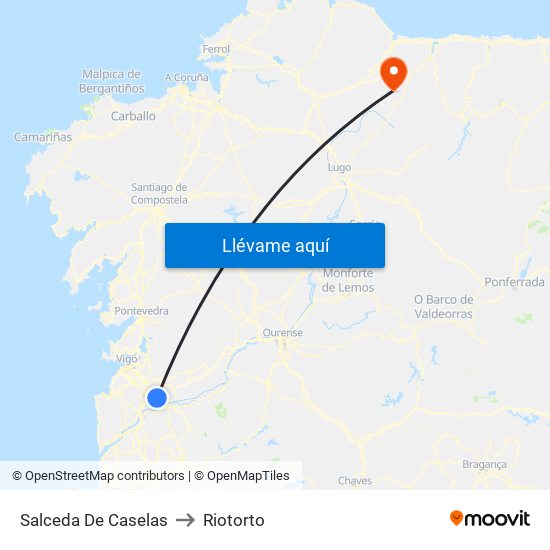 Salceda De Caselas to Riotorto map