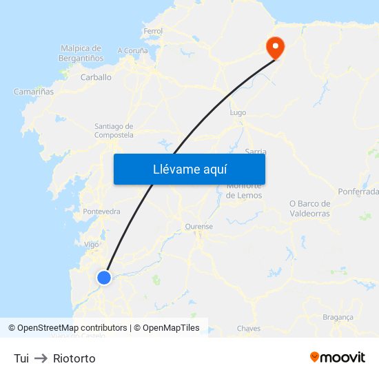 Tui to Riotorto map