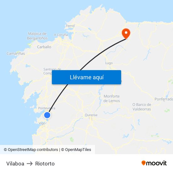 Vilaboa to Riotorto map
