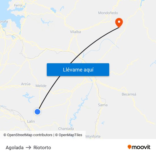 Agolada to Riotorto map