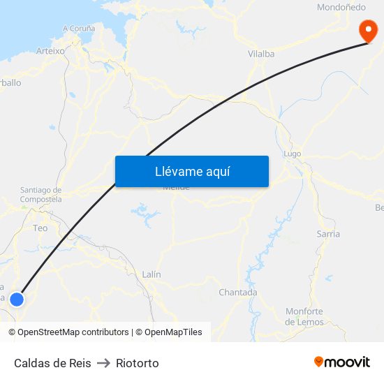 Caldas de Reis to Riotorto map