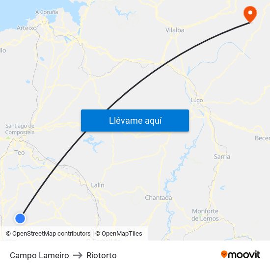 Campo Lameiro to Riotorto map
