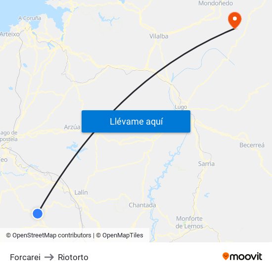 Forcarei to Riotorto map