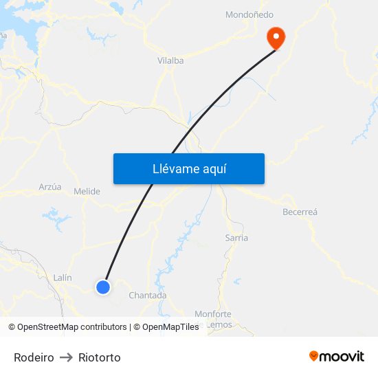 Rodeiro to Riotorto map
