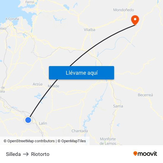 Silleda to Riotorto map