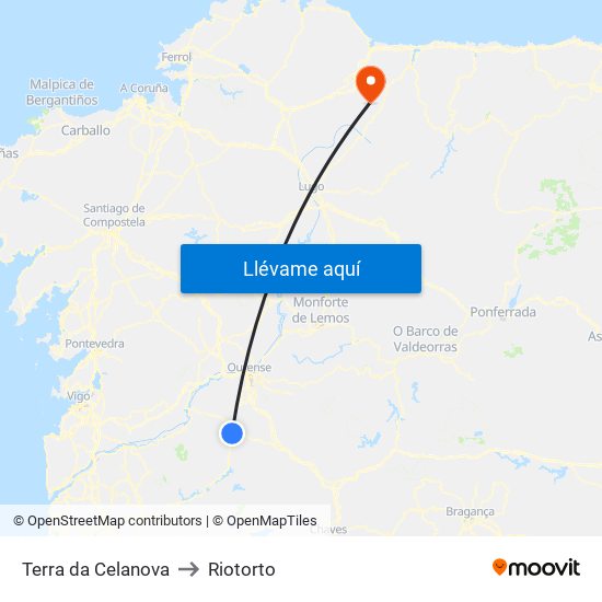 Terra da Celanova to Riotorto map