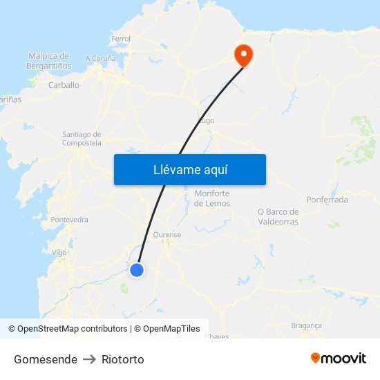 Gomesende to Riotorto map