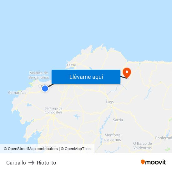 Carballo to Riotorto map