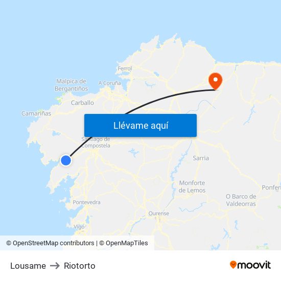 Lousame to Riotorto map