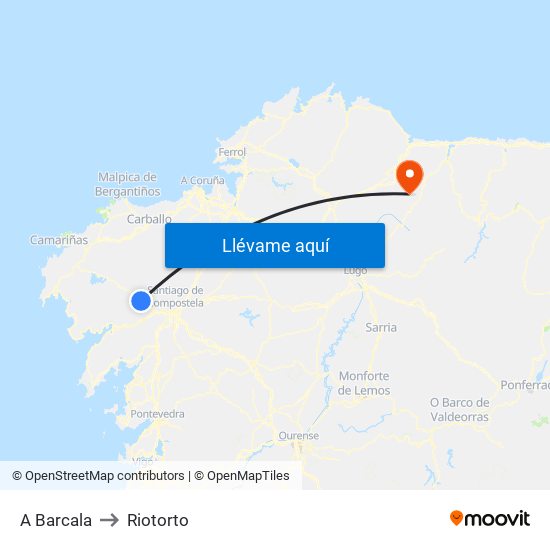 A Barcala to Riotorto map