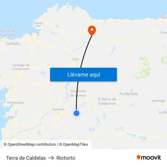 Terra de Caldelas to Riotorto map