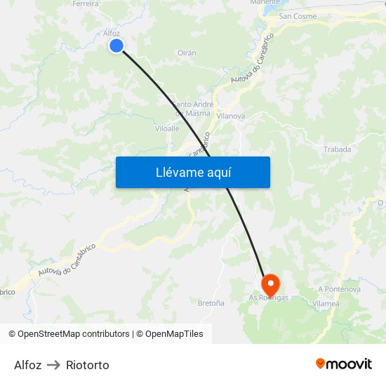 Alfoz to Riotorto map