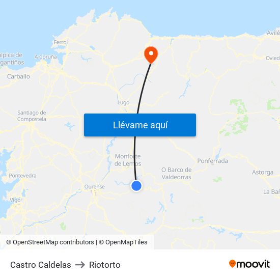 Castro Caldelas to Riotorto map