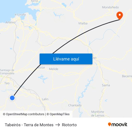 Tabeirós - Terra de Montes to Riotorto map
