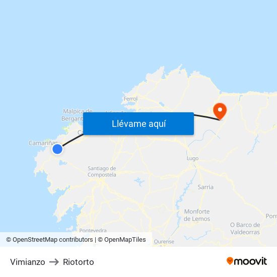 Vimianzo to Riotorto map
