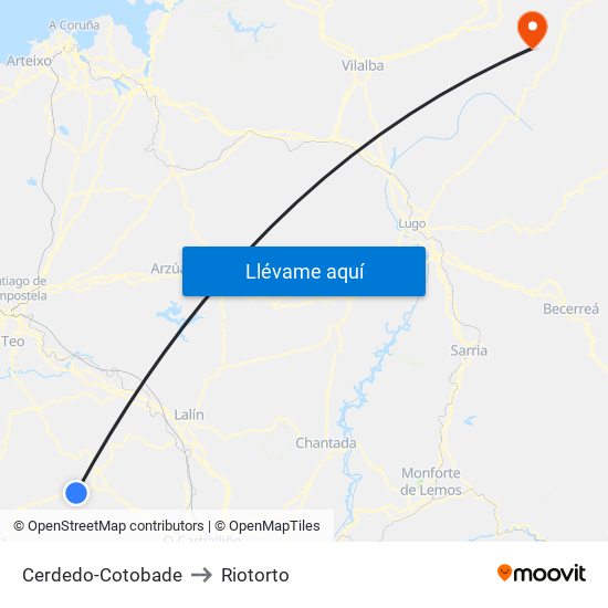Cerdedo-Cotobade to Riotorto map