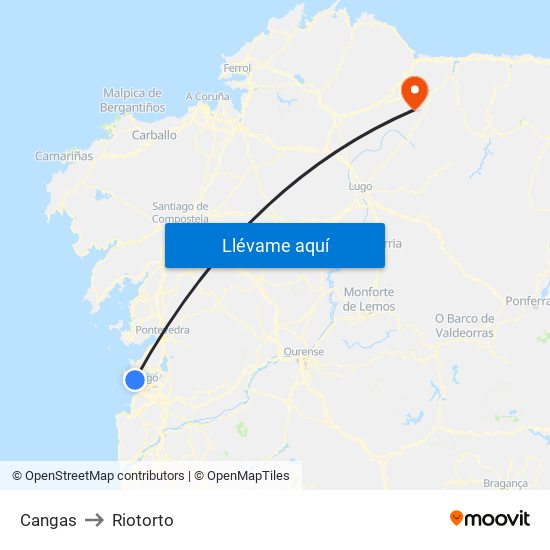 Cangas to Riotorto map