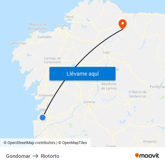 Gondomar to Riotorto map