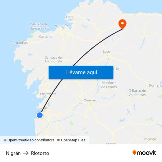 Nigrán to Riotorto map