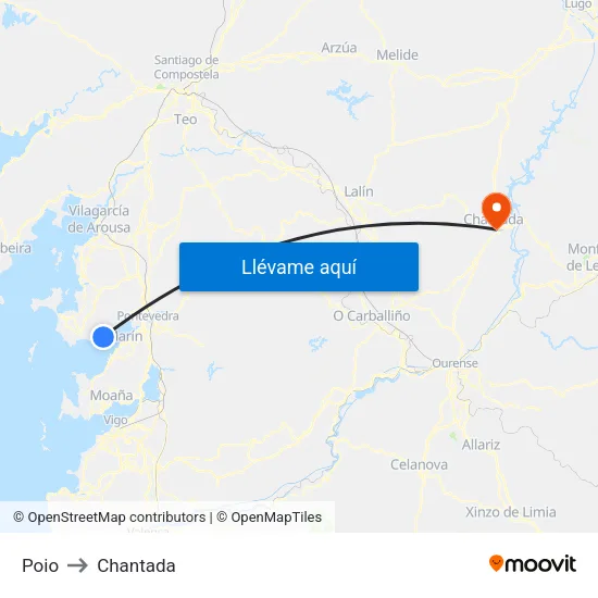 Poio to Chantada map