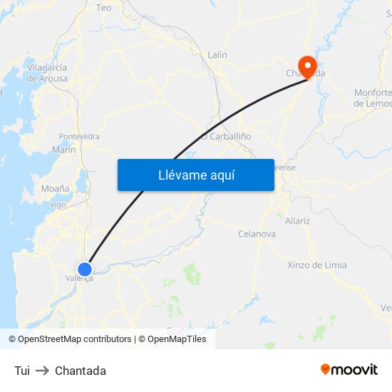 Tui to Chantada map