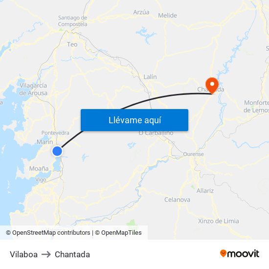 Vilaboa to Chantada map