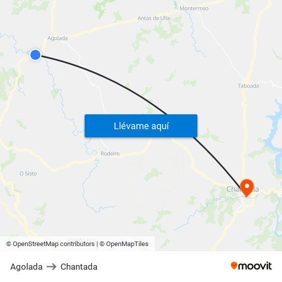 Agolada to Chantada map