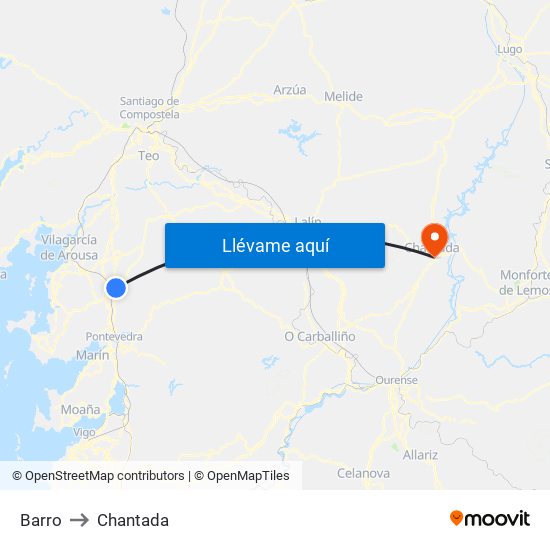 Barro to Chantada map