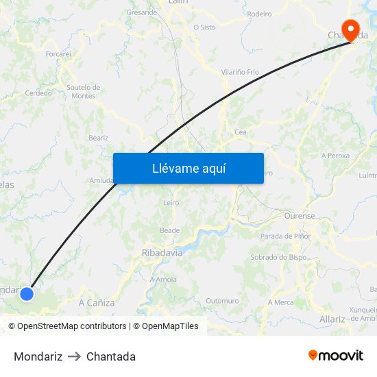 Mondariz to Chantada map