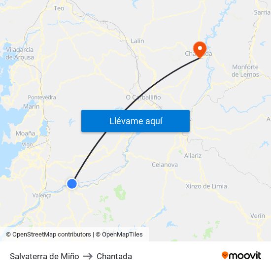 Salvaterra de Miño to Chantada map