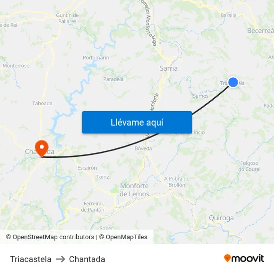 Triacastela to Chantada map