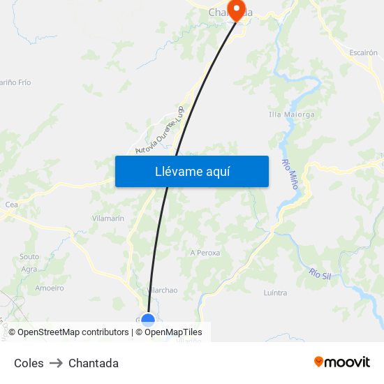 Coles to Chantada map