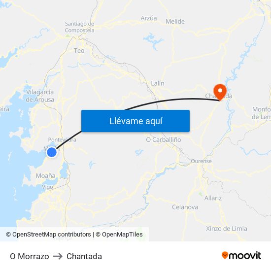 O Morrazo to Chantada map