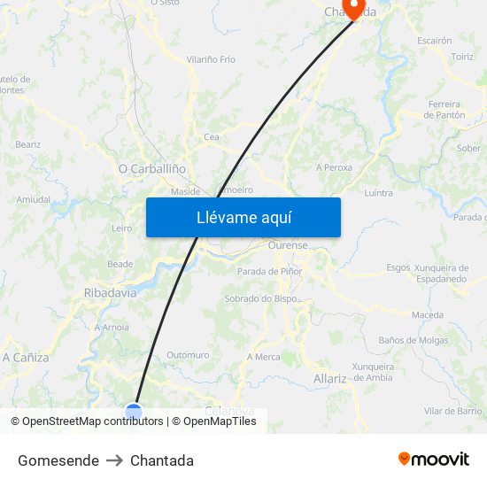 Gomesende to Chantada map