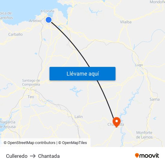 Culleredo to Chantada map