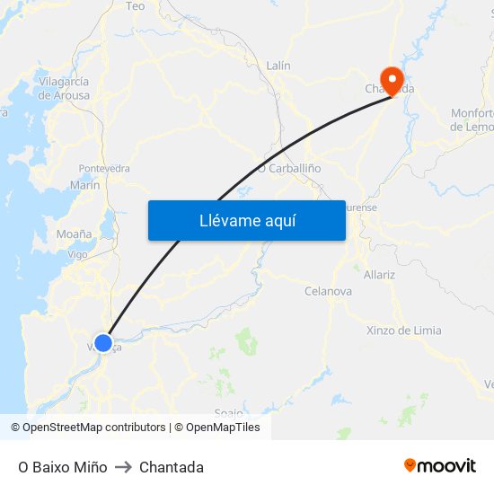 O Baixo Miño to Chantada map